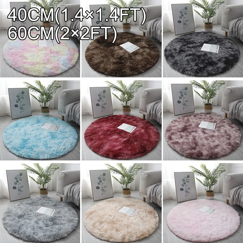 Circle Round Shaggy Rug Living Room Bedroom Carpet Floor Mat Anti-Skid Soft Area Floor Mat Children Girls Room Home Decor