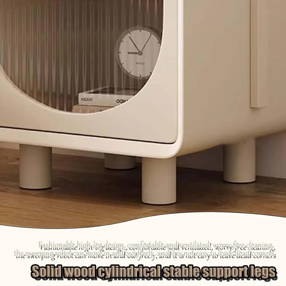 침실, 거실 및 사무실을 위한 검정색 45x40x52cm 크림색 어린이 수납 침대 옆 테이블