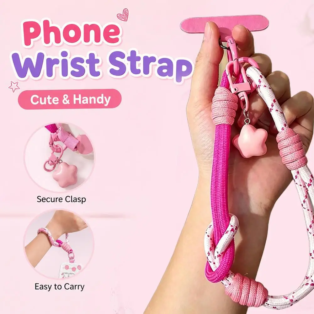 Short Wrist Lanyard Keychain Colorblock Braided Detachable Dual Purpose Hand Strap Durable Key Ring Anti Loss Strap For Daily