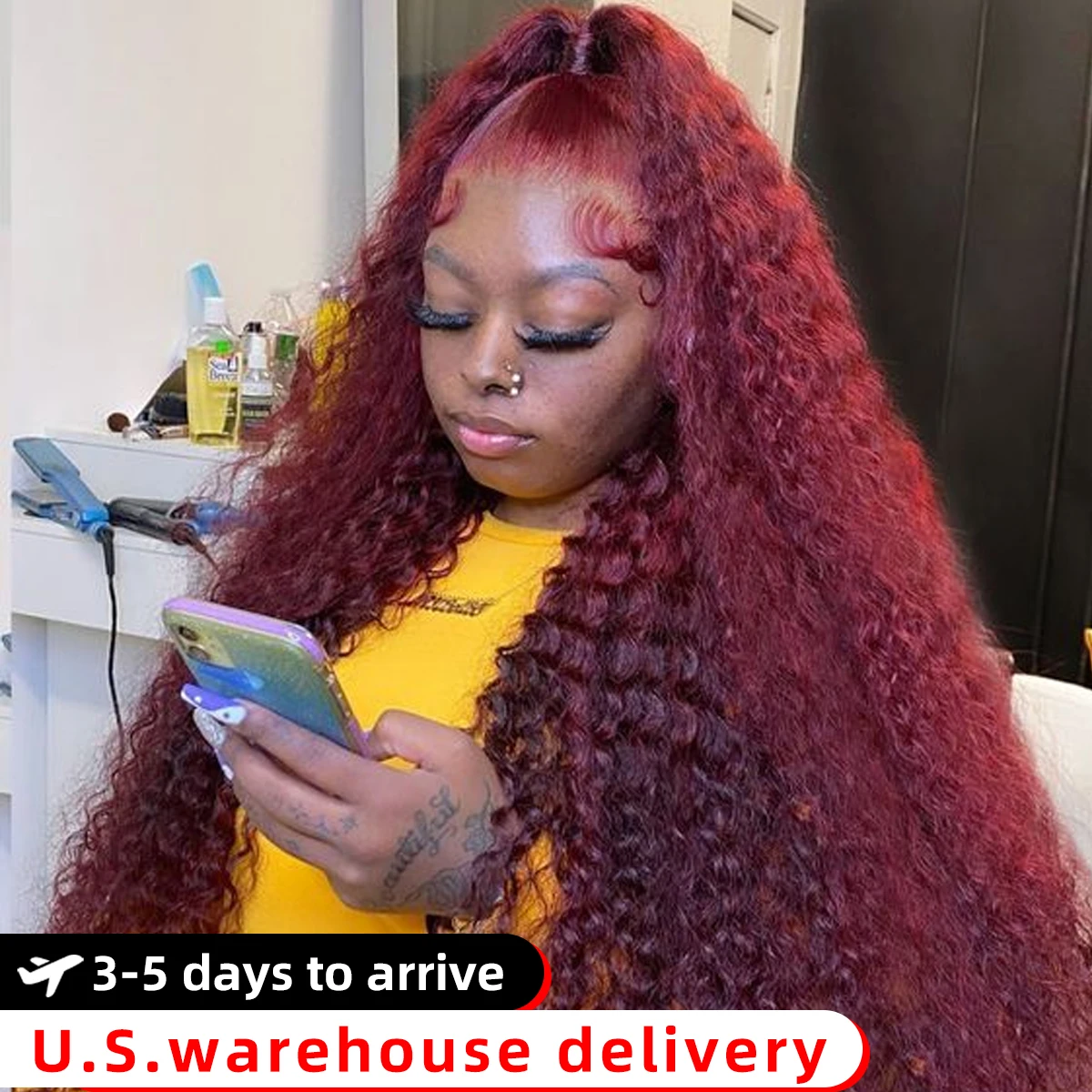 

26 Inch 99J Burgundy Deep Wave Lace Front Wigs Human Hair Burgundy Wigs 13x6 HD Transparent Lace Wine Red Curly Lace Front Wig