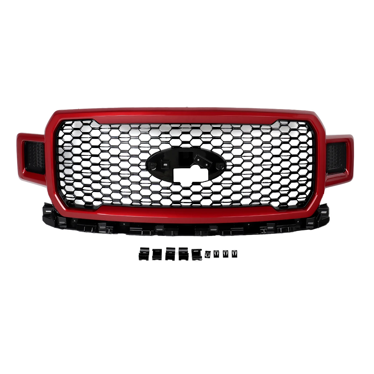 Front Radiator Grille Fit For 2018 2019 2020 Ford F-150 F150 Grille Front Bumper Upper Grilles JL3Z8200SL Rapid Red D4 Magickit