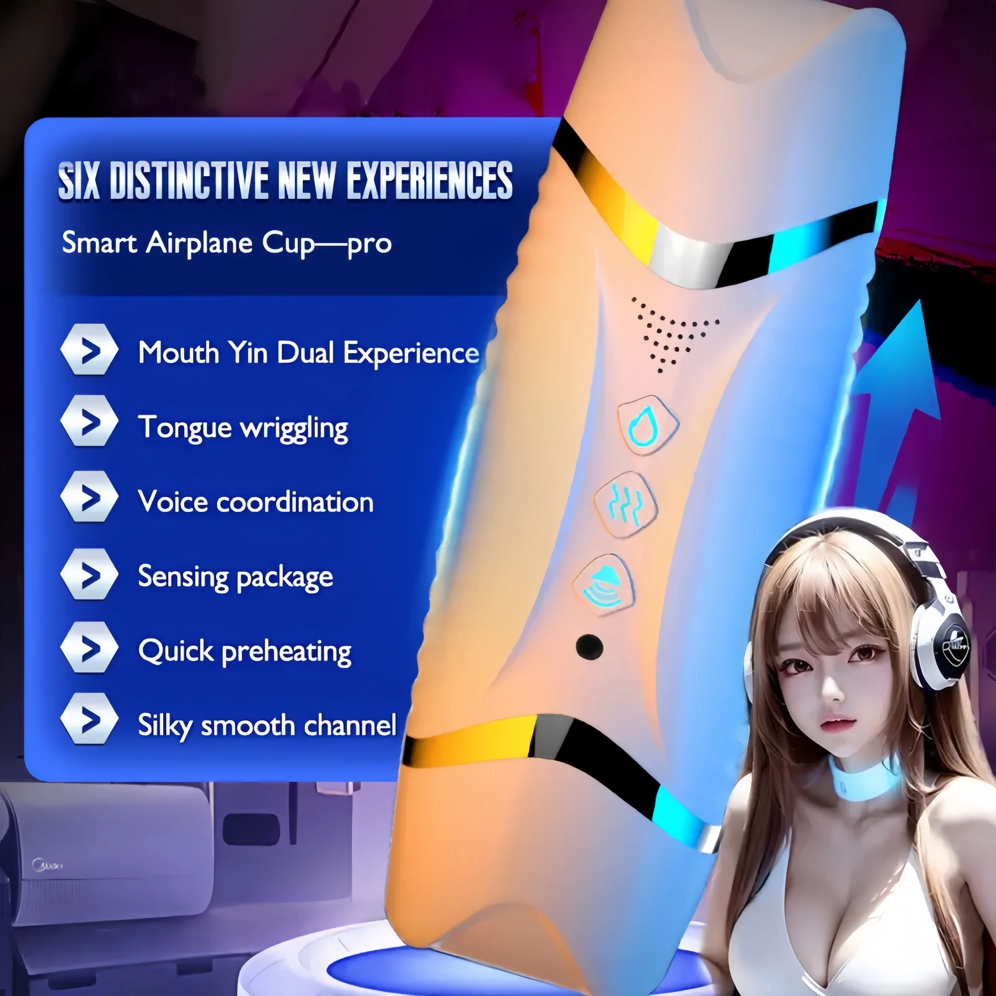 جهاز الراحة الجنسية للقضيب للرجال، 10 أوضاع اهتزاز، نطق ذكي للغاية، تسخين ذكي