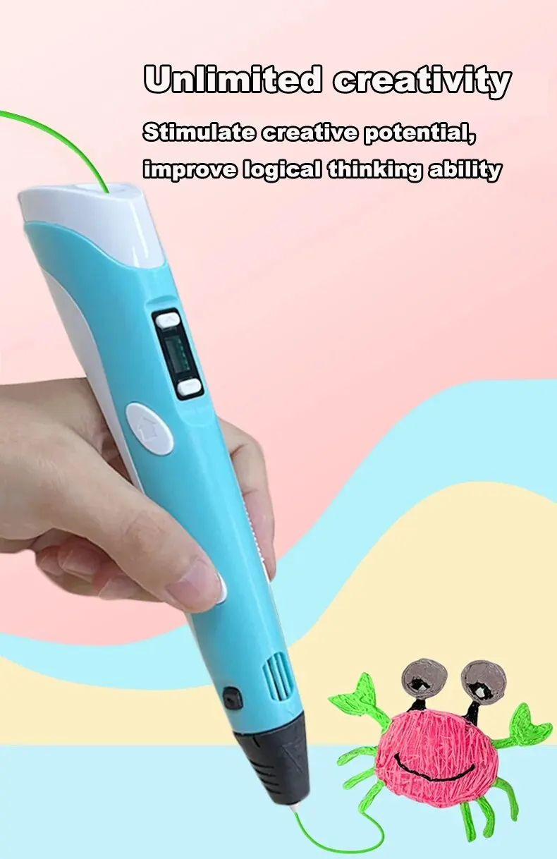 3D Printing Pen with 9M PLA Filament Safe High-Temp Graffiti Pen DIY Craft Drawing Pen for Kids Adults Christmas Birthday Gift