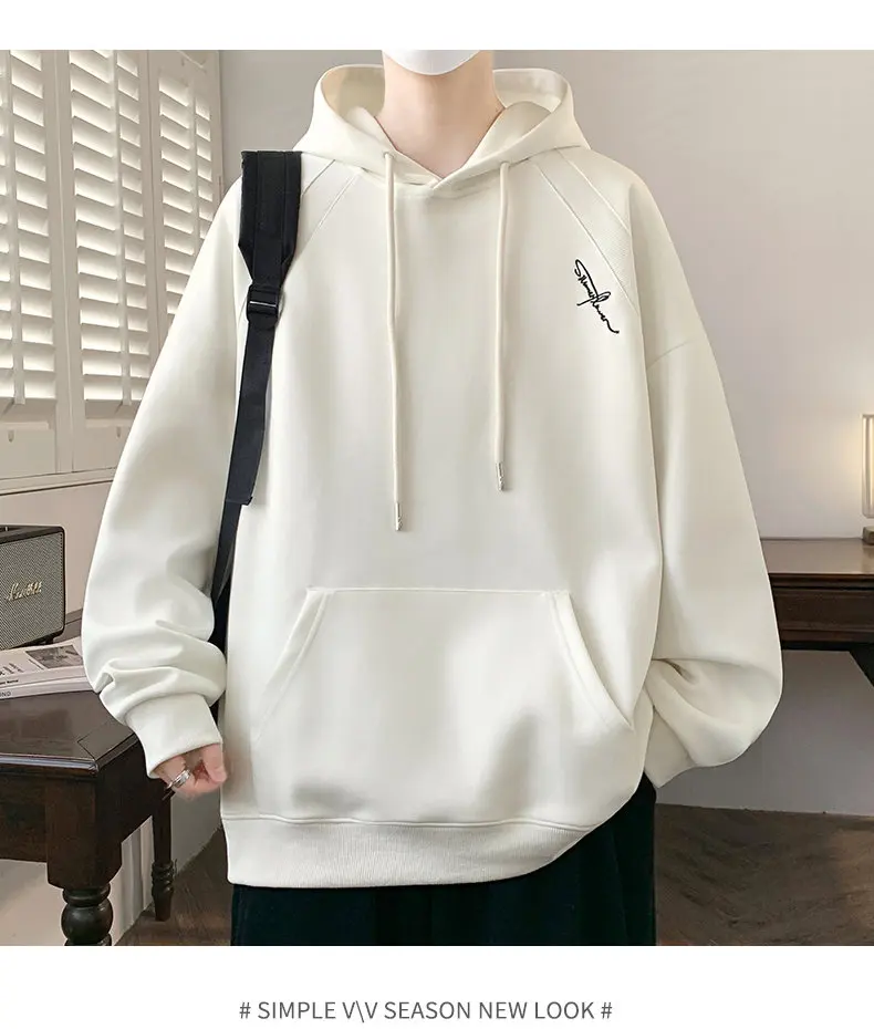 Lässige Herren-Baumwoll-Hoodies 2026 Frühling Herbst Kapuzenpullover Outdoor Einfarbige Kapuzenoberteile Kleidung Jugend Sportbekleidung Pullover – Detail 11