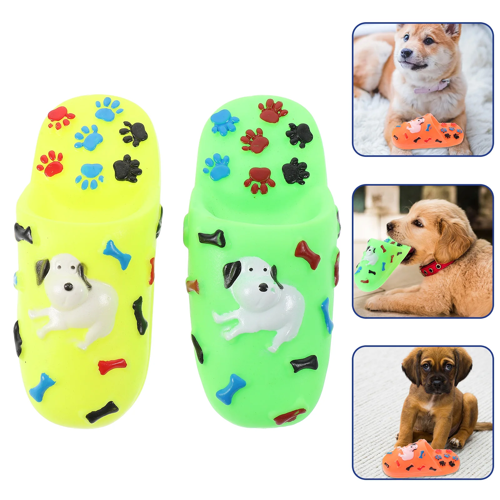 

2pcs Dog Molar Toy Rubber Sounding Slippers Toy Bite Resistant Pet Chewing Toy Pet Supplies for Dog Puppy (Random Color)