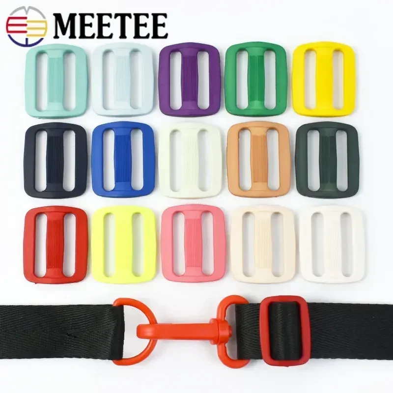 Meetee 20/50Pcs 16/20/25/31mm Plastic Tri-Glide Buckles Adjustable Ring Buckle Bag Straps Slider Clasp DIY Webbing Accessories