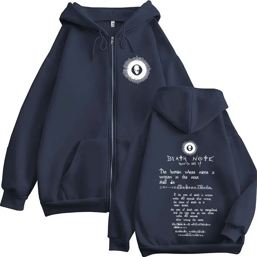 Anime Death Note How To Use It Ryuk Zipper Hoodies Men Women Clothing Fashion Long Sleeve Zip Up Hooded Sweatshirts Jackets Coat