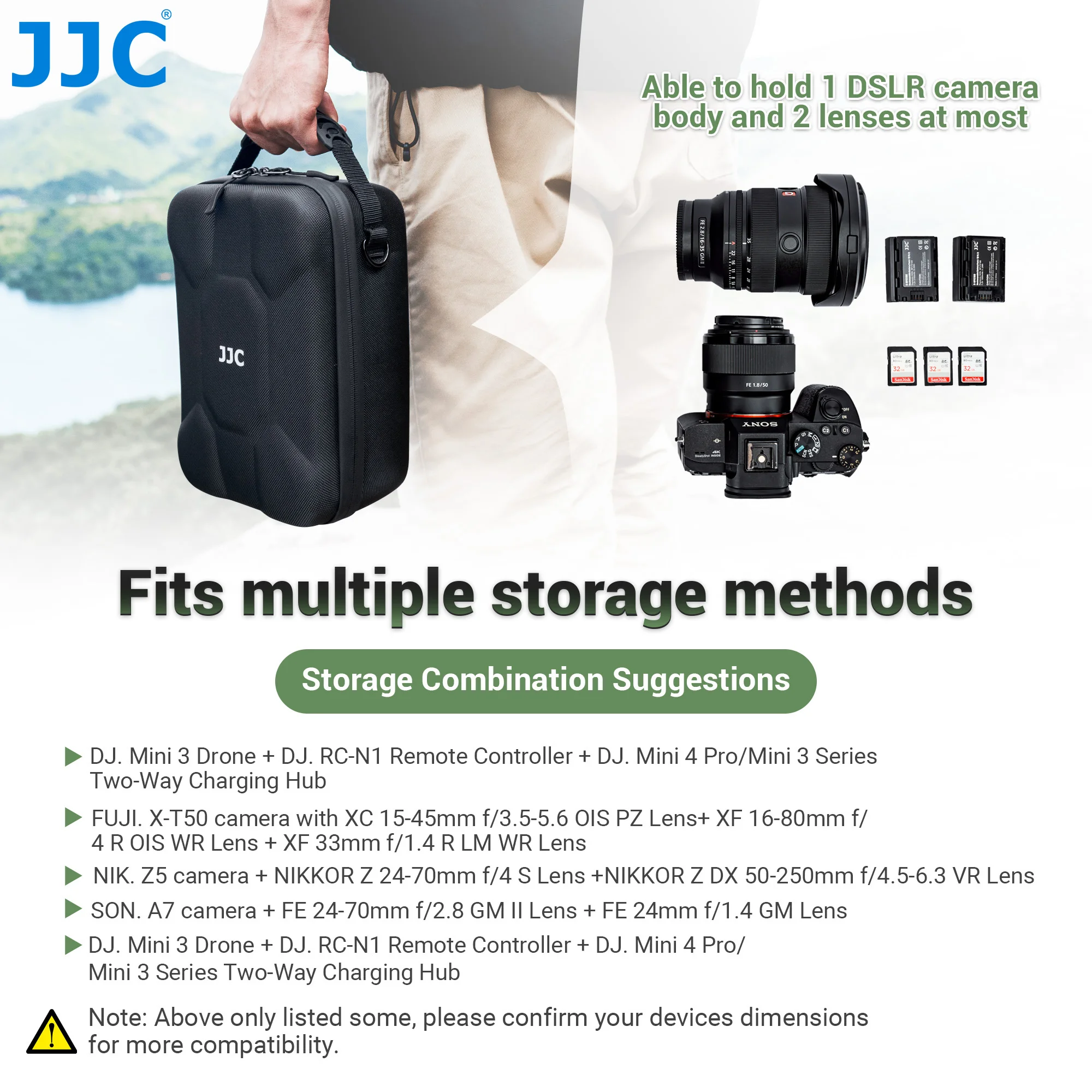 JJC Hard Camera Travel Case Bag For Sony A7R5 A7IV V A7III II A7 Canon EOS R6 Mark II R8 R7 R5 R Nikon Z8 Z5 Fuji XT50 W Lens