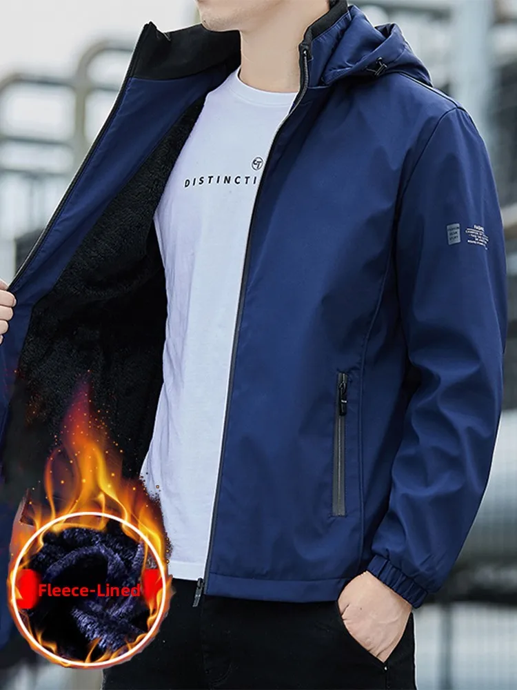 Cappotto giacca a vento casual Fce antivento con cappuccio staccabile per uomo autunno inverno giovanile in velluto di agnello