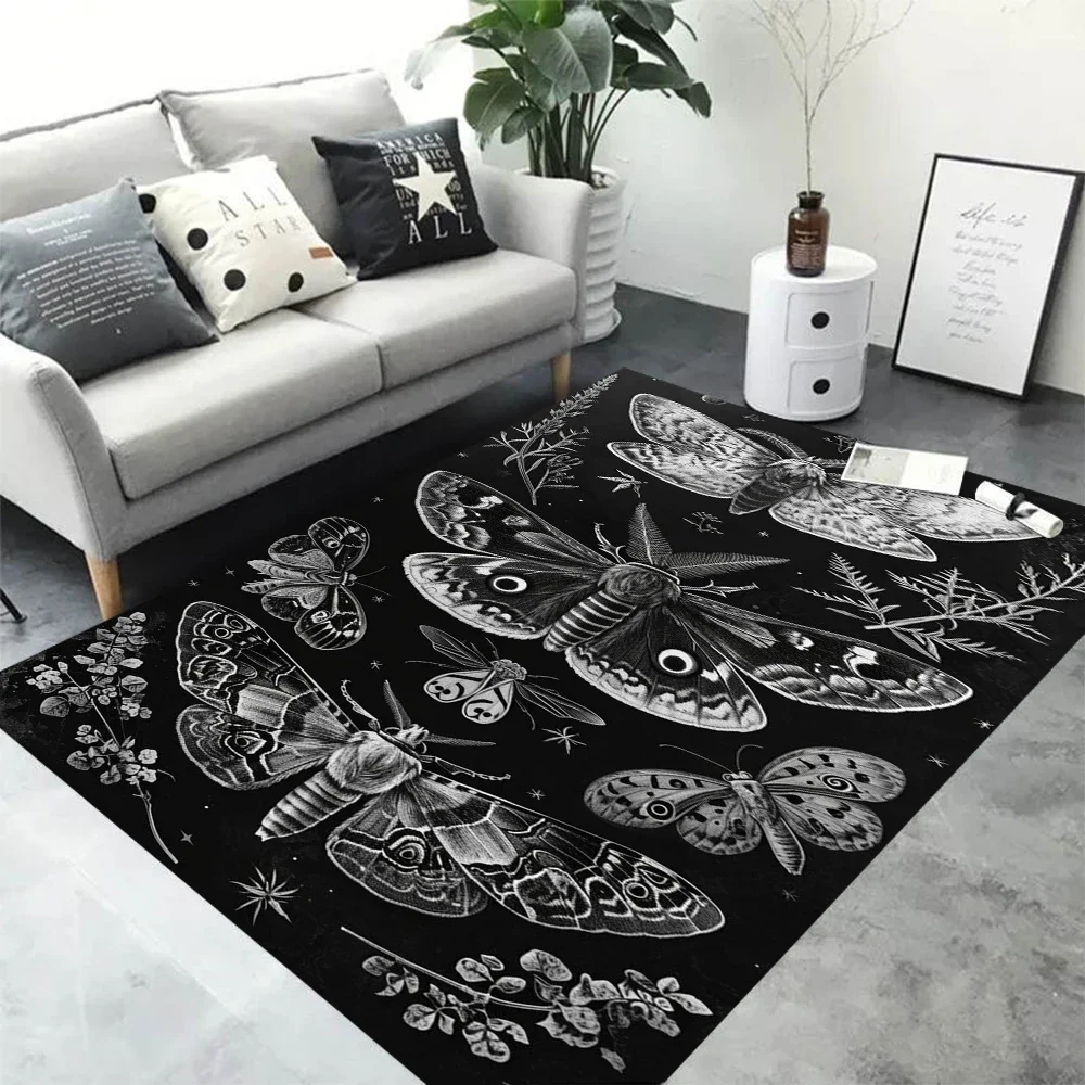 

Mysterious Butterfly & Plant Area Rug – Soft Non-Slip Carpet for Living Room, Bedroom & Kitchen, Washable Floor Mat