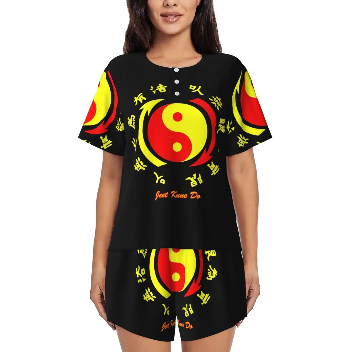 

Академия боевых искусств Jeet Kune Do 1967, ночная рубашка с круглым вырезом и короткими рукавами в стиле Вин Чунь, женский пижамный комплект, короткие штаны