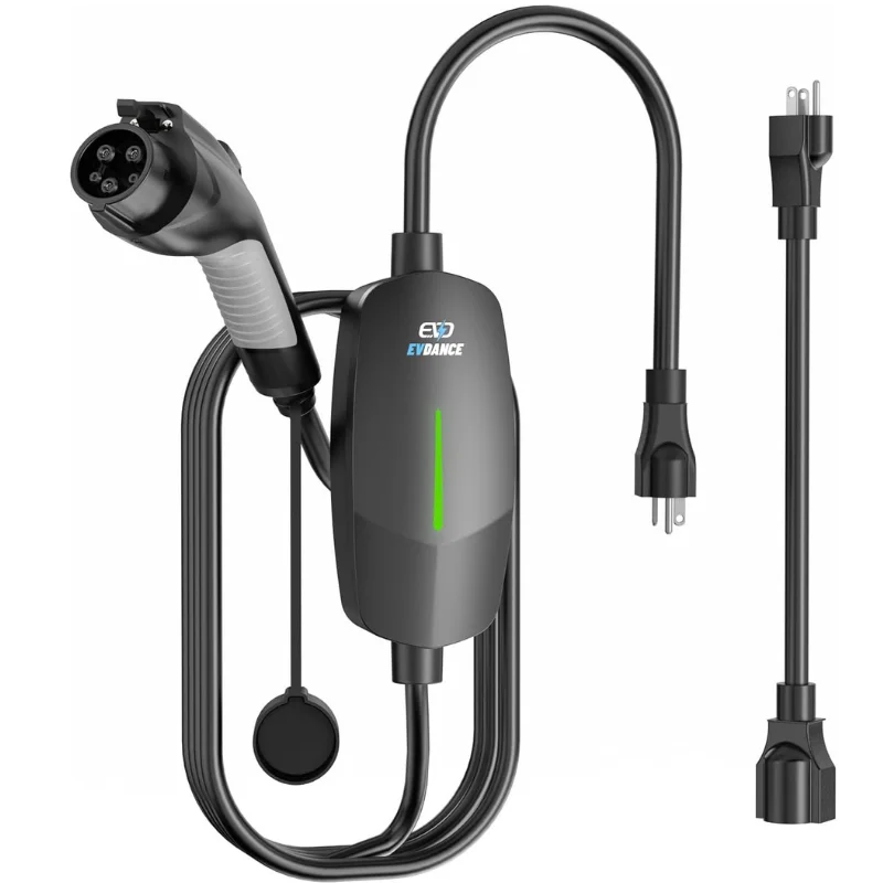 EVDANCE-cargador EV de nivel 1 y 2, cargador de coche SAE J1772 con Cable de 25 pies, 16A, 110V-240V, enchufe NEMA 6-20 y NEMA 5-15 para estación de carga