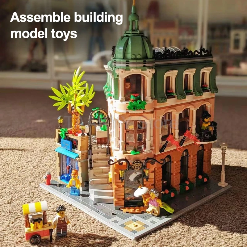 New Creating Jazz Club Building Blocks Expert Brick Bank Cafe Corner Model Classic Architecture Modular Houses Toys For Adults