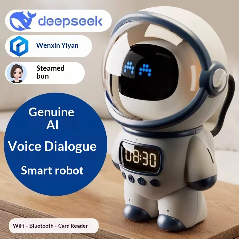 หุ่นยนต์ AI อัจฉริยะ DeepSeek รุ่นใหญ่ Doubao AI รองรับ WiFi Bluetooth โต้ตอบด้วยเสียง นาฬิกาปลุกเพื่อการศึกษาสำหรับเด็ก เครื่องเล่นการ์ด TF