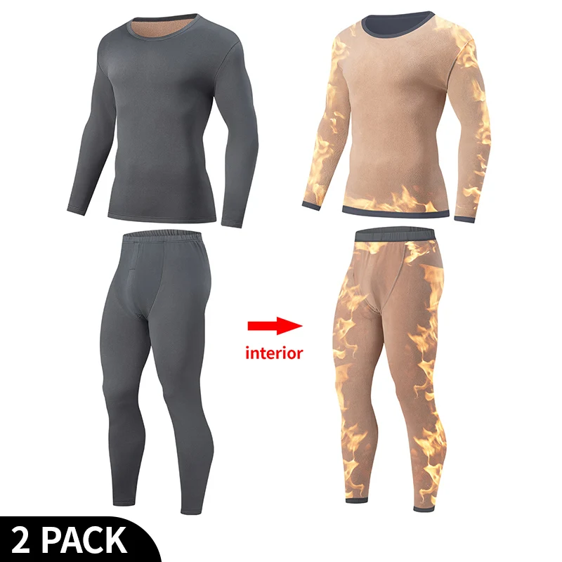 

2-piece Autumn And Winter Men's Thick Velvet Solid Color Warm Suit Comfortable Plus Size Warm And Cold Resistant Home Clothes