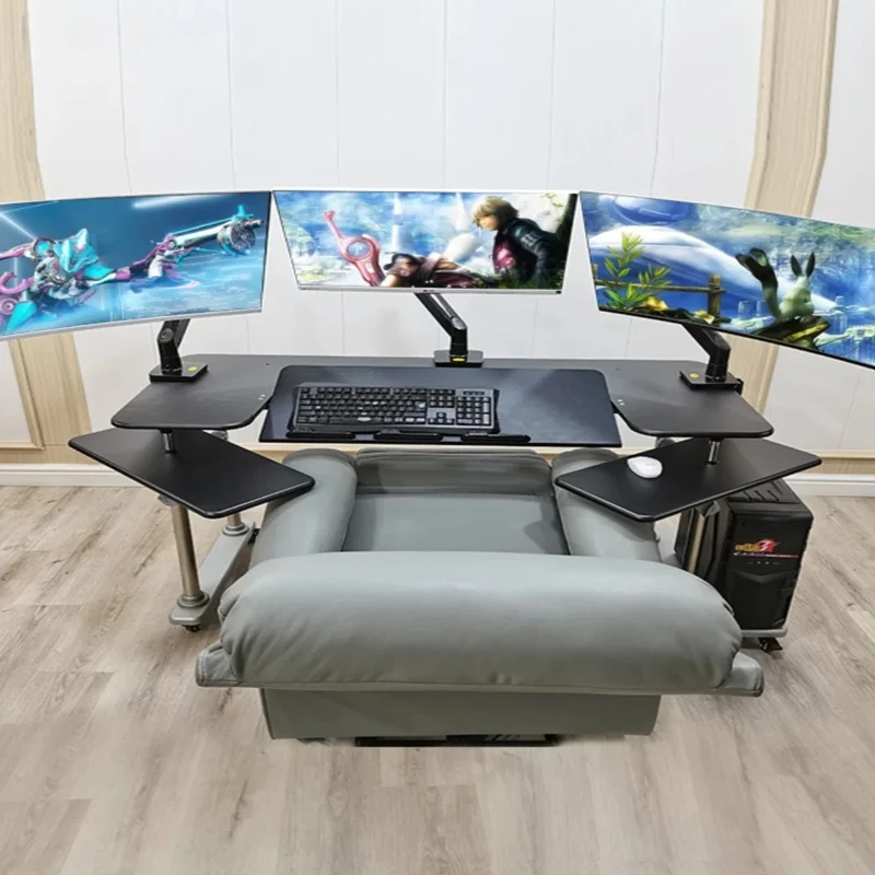 Adjustable Sit-Stand Desk, Versatile Folding Table, Comfortable Gaming Chair, Efficient Computer Workstation