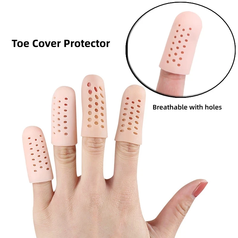 2Pcs=1Pair Silicone Separator Breathable Protector Gel Covers Tube With Holes For Corns Calluses Blister Toe Bunion Spacer