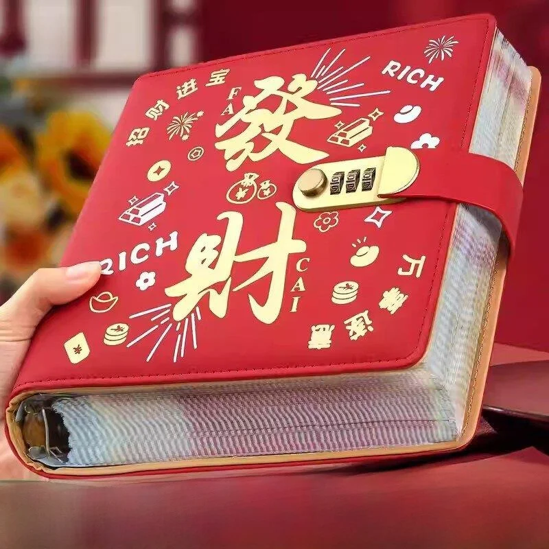 

Большой кошелек для наличных 2026 года, новая модель, «Богатство приносит удачу», книга для хранения денег с кодовым замком, простой стиль