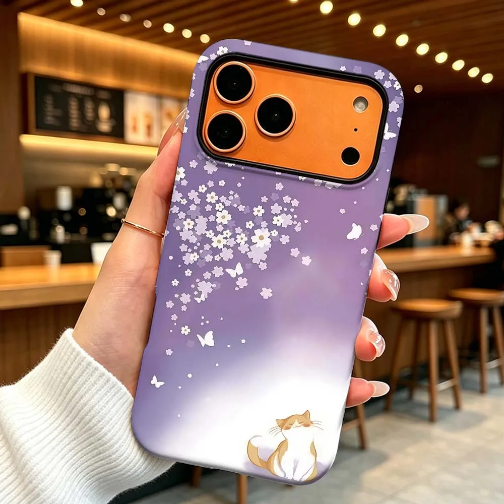 

PInk Purple Cat Rabbit Phone Case For iPhone 17 Air 16 16e 15 14 13 12 11 XS Pro Max Plus 2-in-1 Film Anti-Drop Hard Funda