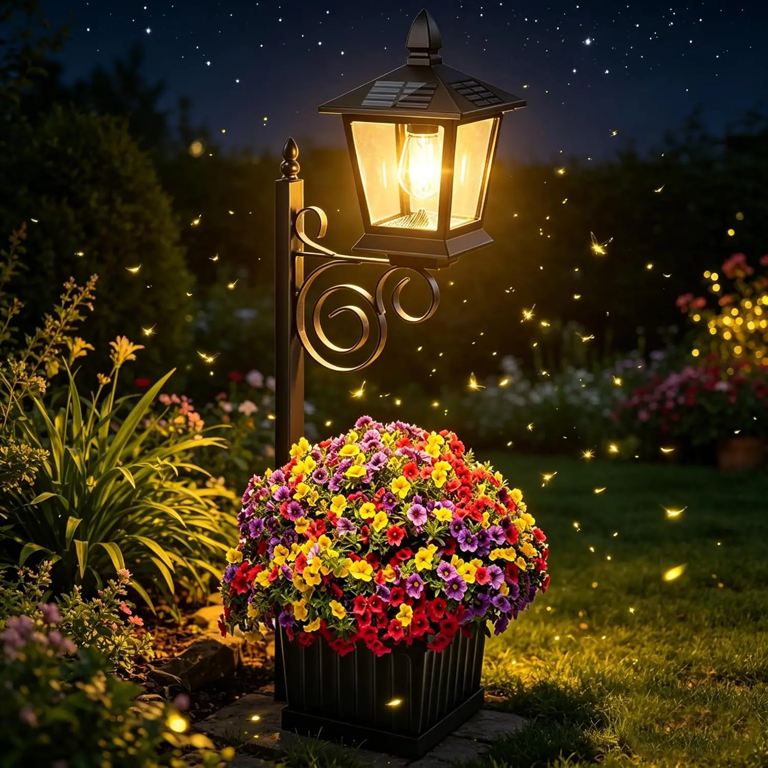 

Multifunctional Solar Flower Pot Light IP65 Waterproof Wall Mount Ground Stake Outdoor Decorative for Garden Patio Porch Yard