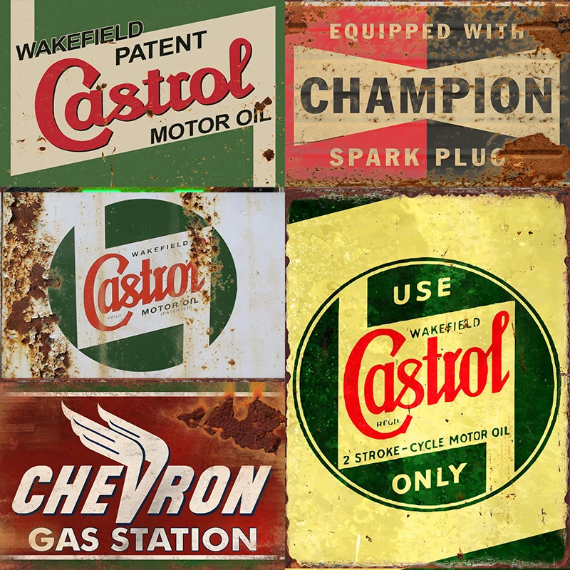 Castrol Metal Signs Motor Oil Poster for Gas Station Decoration Tin Sign Decorative Plaques Vintage Aesthetics Wall Painting