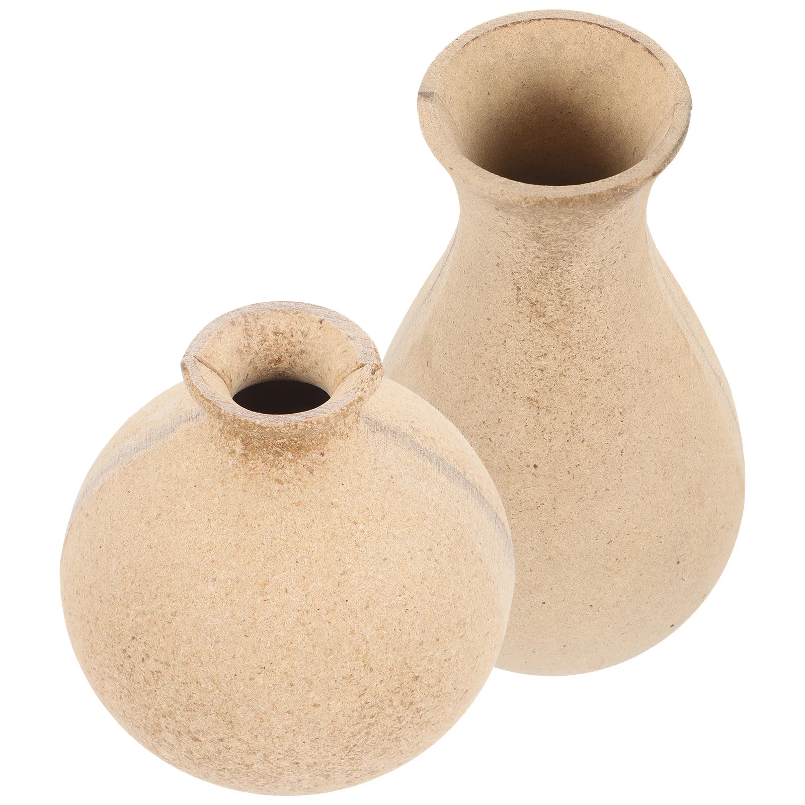 2Pcs Unfinished Wooden Flower Vase Wood Vase Natural Handmade DIY Rustic Flower Container for Home Table Office