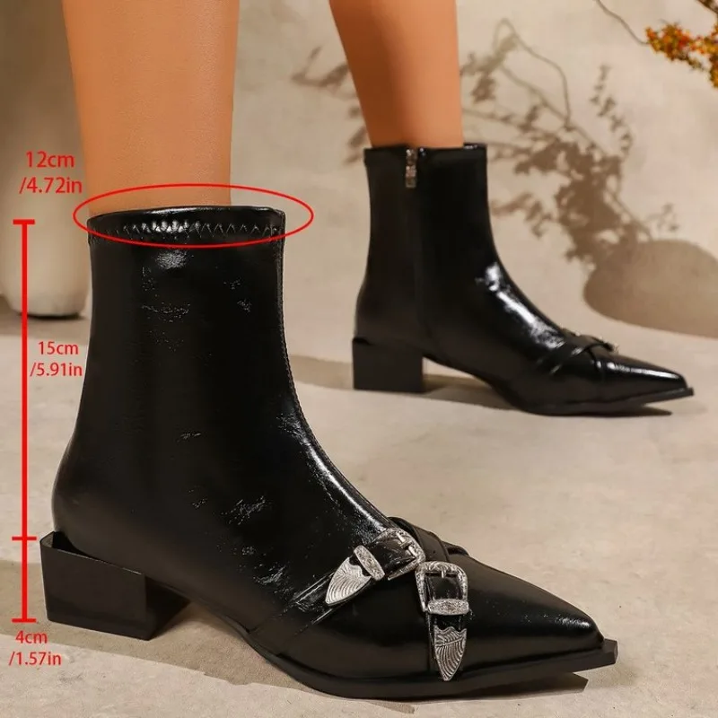 

High Heels Ankle Women's Boots Pointed Toe Sexy Shoes for Women 2026 New Side Zip Classic Daily Boots Women Boots Botas 40