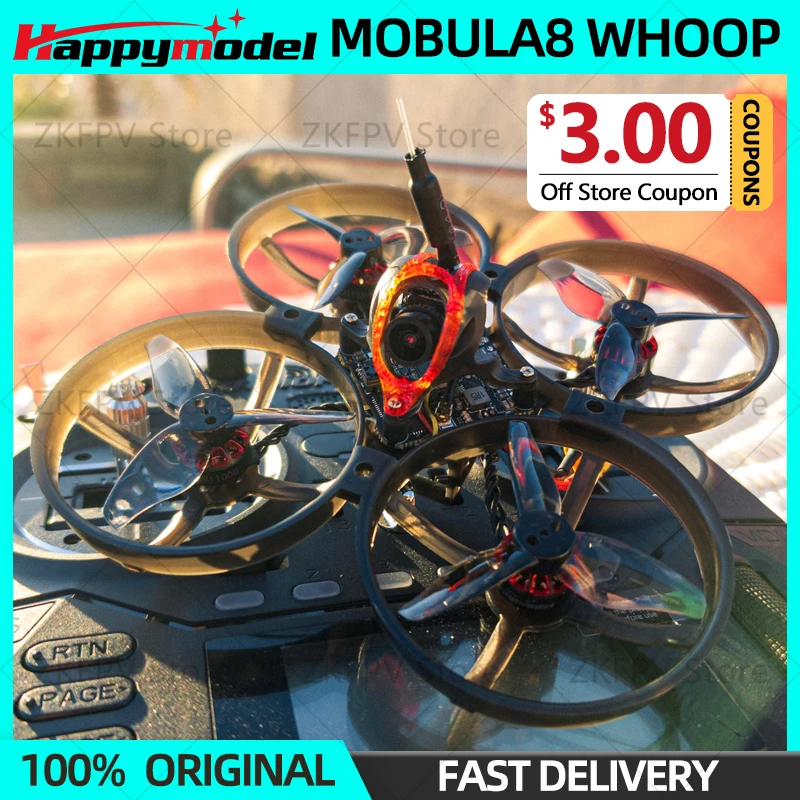 Happymodel Mobula8 Mobula 8 1-2S 85mm Micro FPV Whoop Quadcopter Drone ELRS/FRSLY Receiver X12 AIO Caddx Ant Brushless Motor New