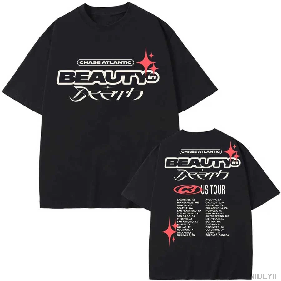 Chase Atlantic Lost in Europe en UK Tour T-shirts Katoenen T-shirts Hoge kwaliteit korte mouwen Tops Dames Heren Oversized T-shirts P27