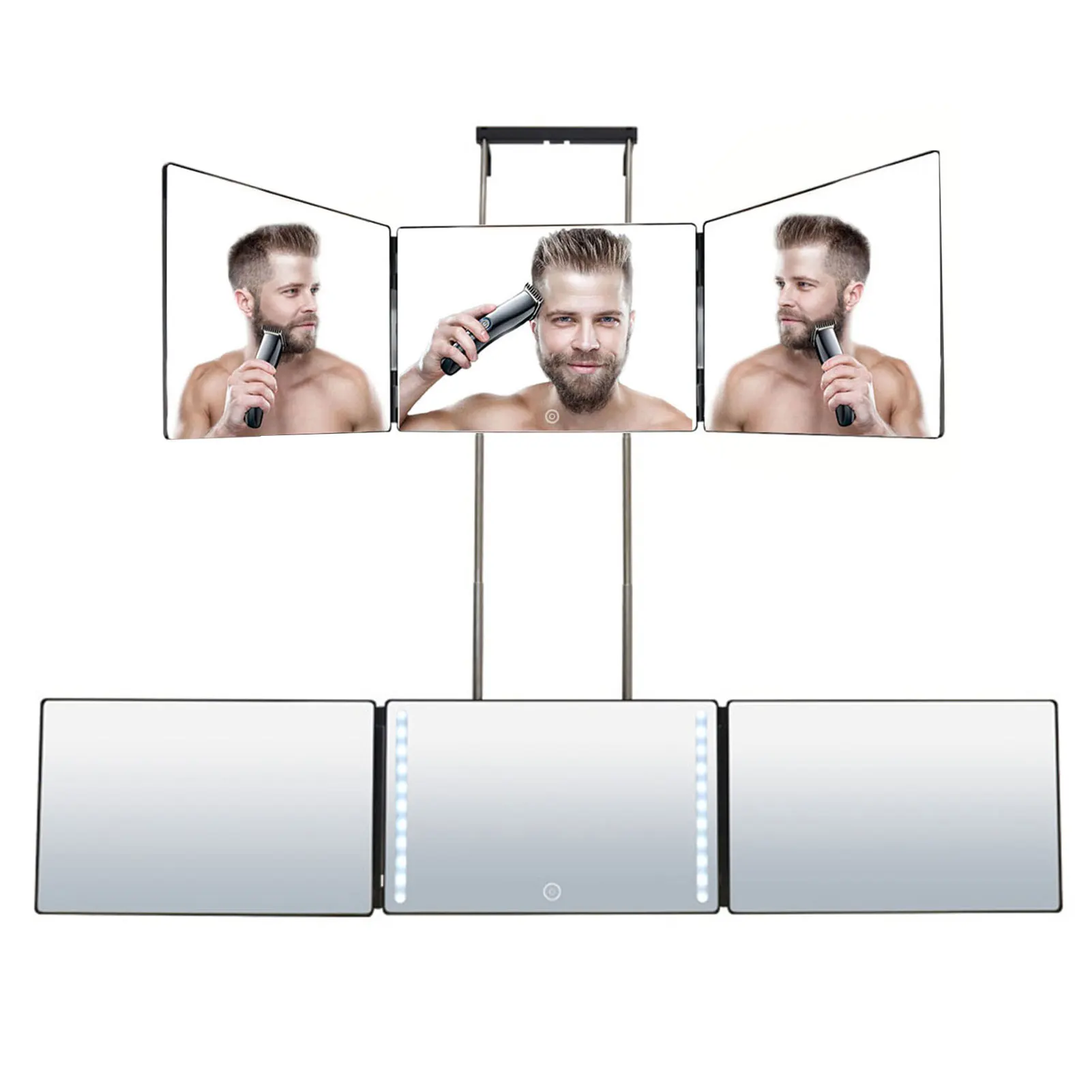 

Зеркало косметическое трехстороннее со светодиодной подсветкой, 360 градусов