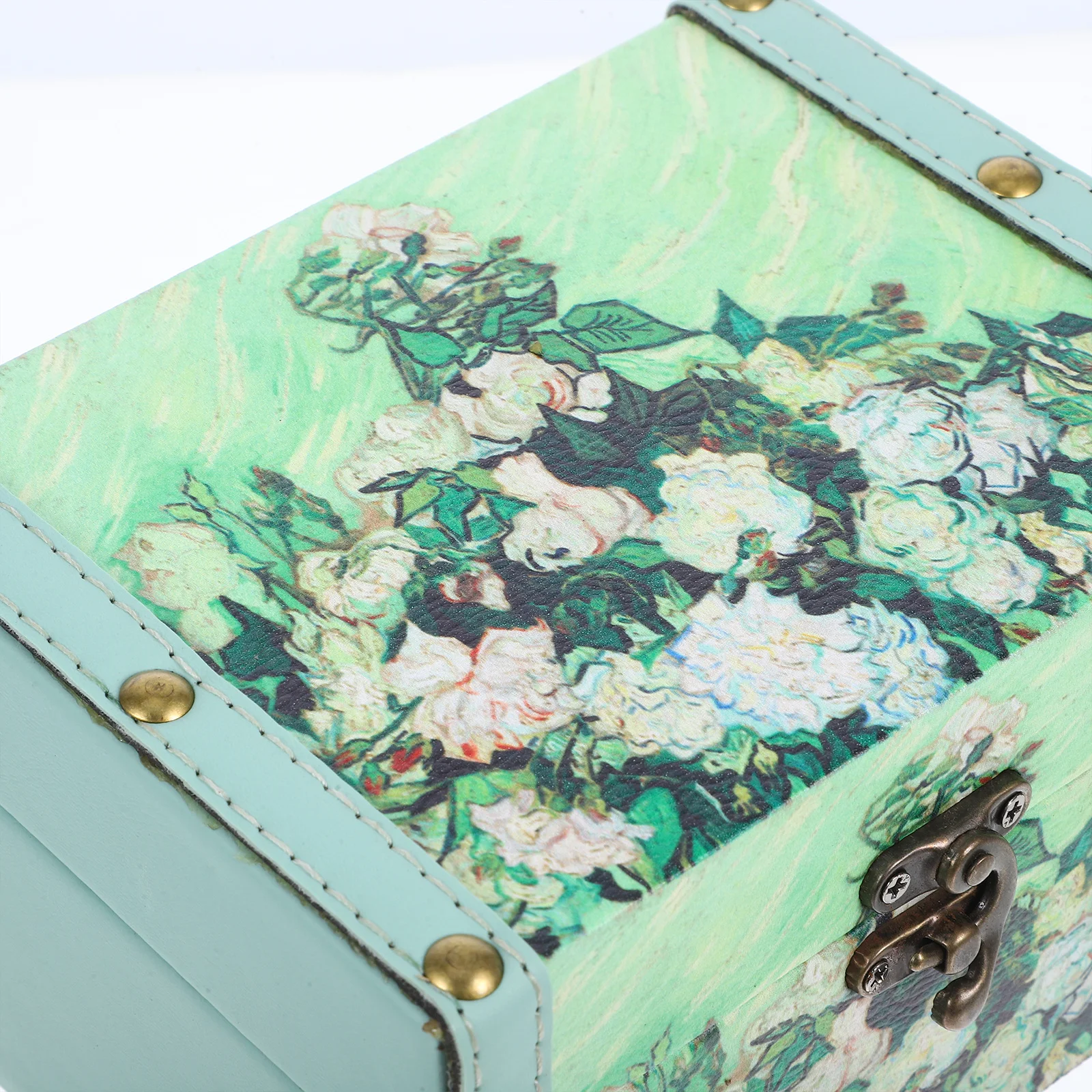 1pcs Oil Painting Art Jewelry Box Vintage Wooden Storage Organizer For Women Desktop Keepsake Treasure Chest Trinket Display