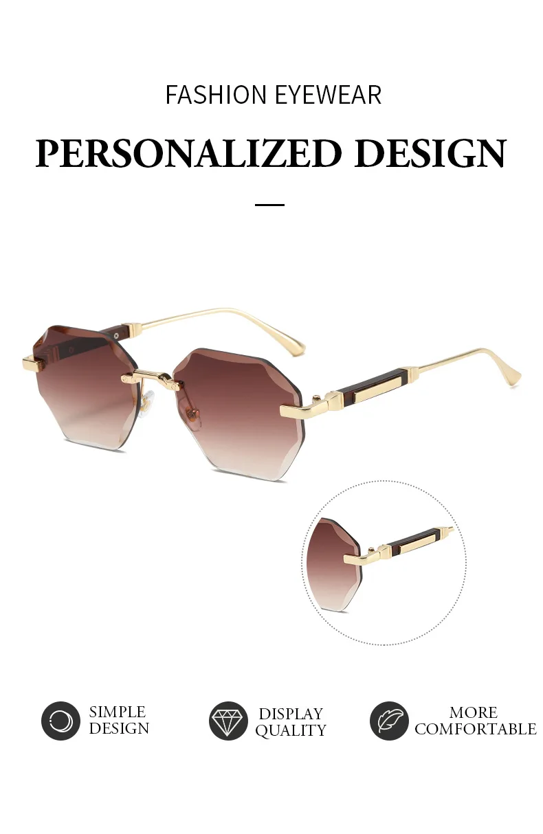 2025 neue Mann Frau Sonnenbrillen Mode Unisex Randlose Sonnenbrille Vielseitig UV400 Brillen Im Freien Fahren Trend C8880-1 – Detail 7