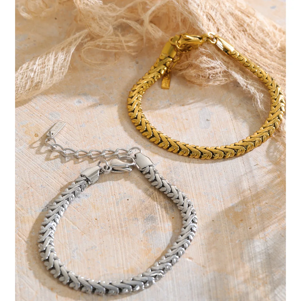 Yhpup Stainless Steel Chain Bracelet 18K Gold Color PVD Plated Personalized Minimalist Wrist Jewelry Hypoallergenic