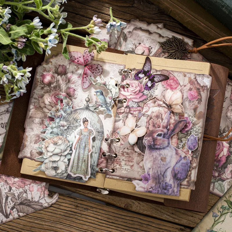 JIANQI 30pcs/pack Decor Scrapbook Vintage Materials Paper Combo Kit DIY Junk Journal Collage Photo Album Retro Background Paper