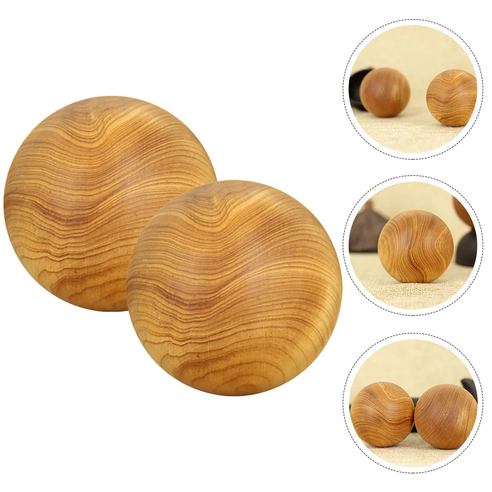 2 Pcs Wood Massage Balls Hand Massager Hand Training Balls Rolling Hand Ball Handheld Massage Ball Massage Relaxation