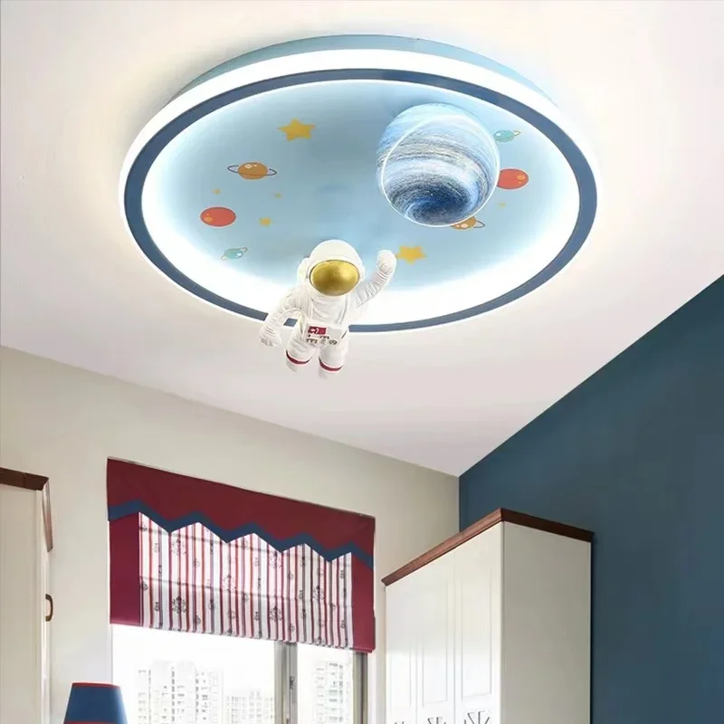 Cartoon Astronaut Home LED Ceiling Light Nordic Dream Space Children's Room Lamps Boy Bedroom Creative  Lighting