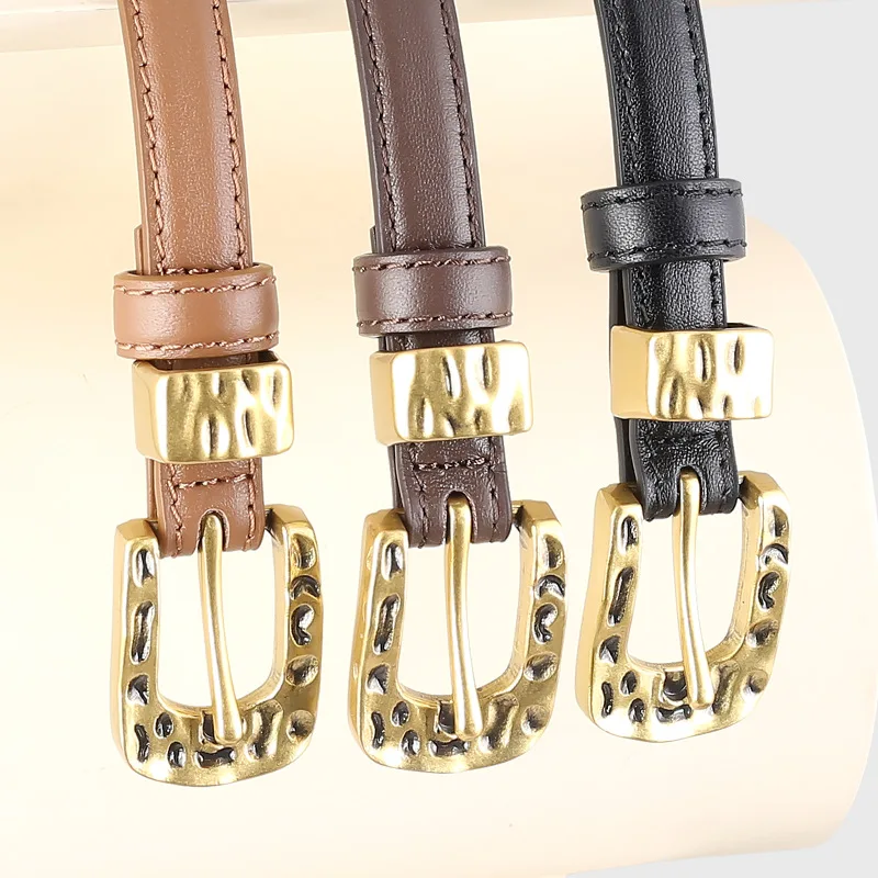 

Серебро, золото, полностью зернистый, коричневый, кофейный, тонкие пояса из натуральной коровьей кожи, 2022, дизайнерская металлическая пряжка из воловьей кожи Cinturones Para Mujer