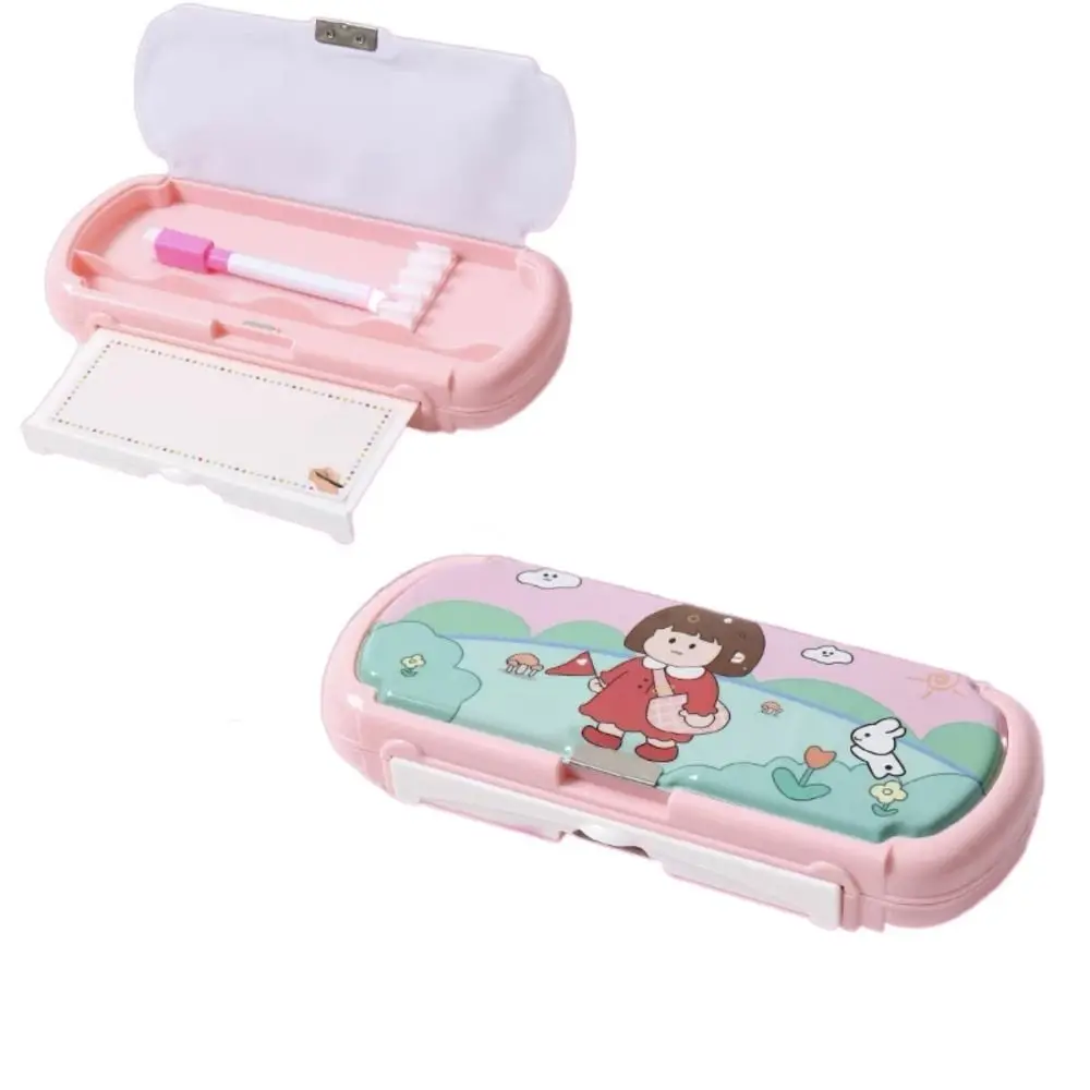 Double Side Cartoon Pencil Box Creative Sweet Girl Stationery Holder School Supplies Dustproof Desktop Storage Box