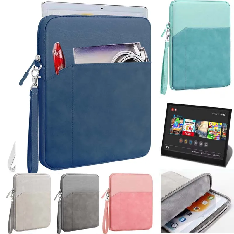 

11.6 inch Portable Monitor Bag Waterproof Canvas Sleeve Flocking Pocket Anti-Drop Zip Pouch Lanyard Carry Case Сумка Borsa