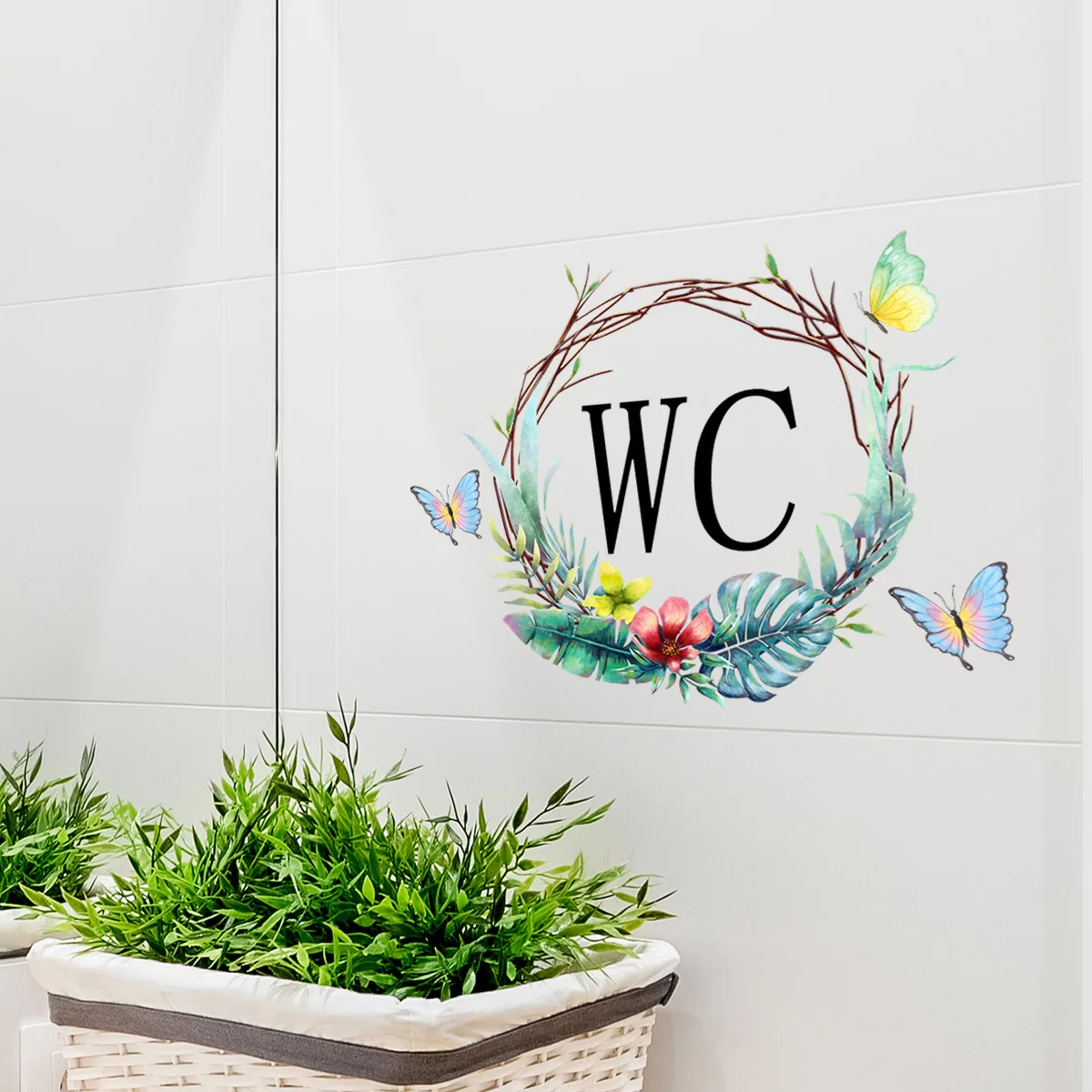 25*25cm English Wc Garments Butterfly Wall Stickers Bathroom Door Stickers Toilet Home Decoration Wall Stickers Wallpaper Ms3027