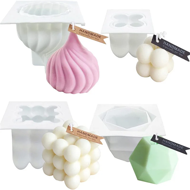 4pc Kerze Silikon Form DIY Kuchen Schokolade Backen Werkzeuge Silikon Form Gips Harz Ton Form
