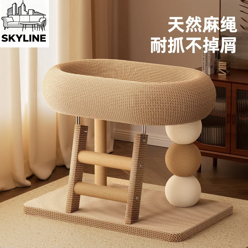 Sisal Cat Scratching Board Bed, All-Season Wear-Resistant Sleep Play Pad, Non-Shed Space-Saving Climbing Frame Toy for Home