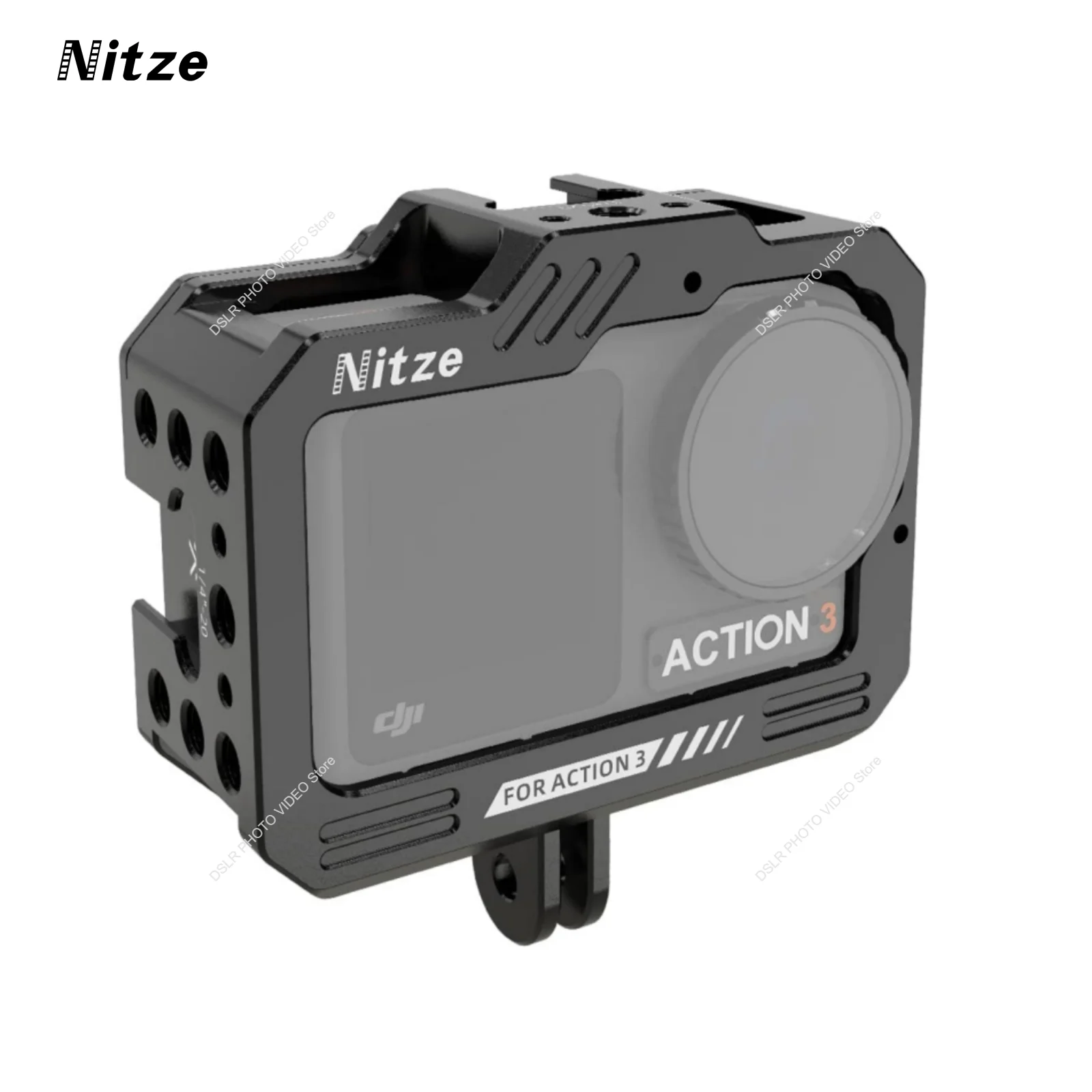 

Nitze Cage for DJI Osmo Action 4 / Osmo Action 3 with Built-in Magnetic Quick Release Adapter and Built-in Cold Shoes
