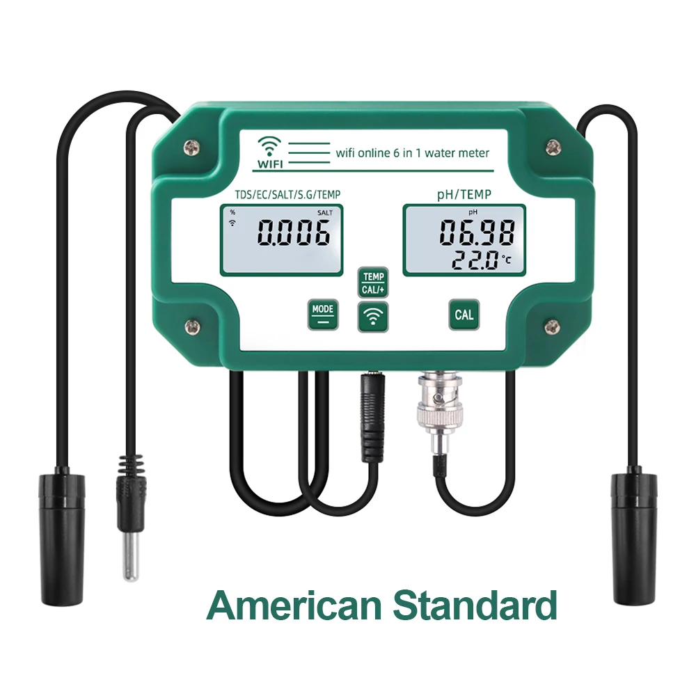 6 w 1 cyfrowy WiFi PH/TDS/EC/SG miernik temperatury Tester jakości wody 6 w 1 wielofunkcyjny inteligentny monitor sterowanie wtyczką US/EU/UK