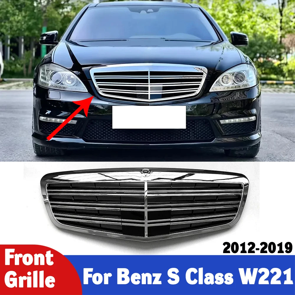 

Для Mercedes Benz S Class W221 2012-2019 решетка переднего бампера, замена черной сетчатой решетки из АБС-пластика для S350 S500 S600