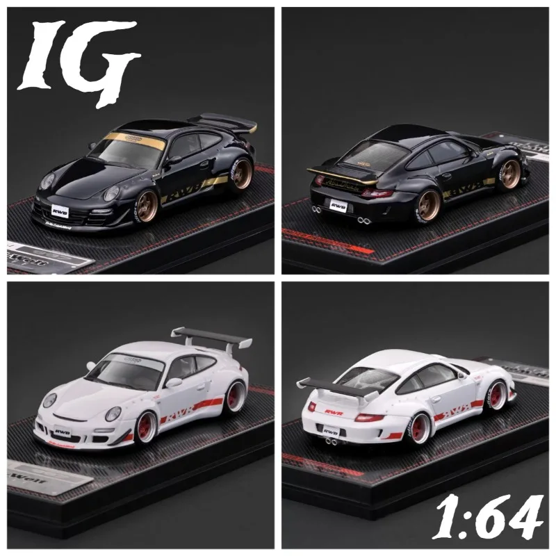 IG 1:64 911 997 wide-body modification die-cast alloy car model tabletop ornament collectible souvenir.