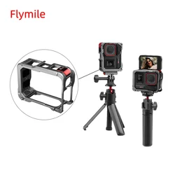 Flymile Aluminum Alloy Frame for Insta360 Ace Pro Protective Case With Expansion Cold Shoe Metal Camera Cage For Insta360 ACE 2