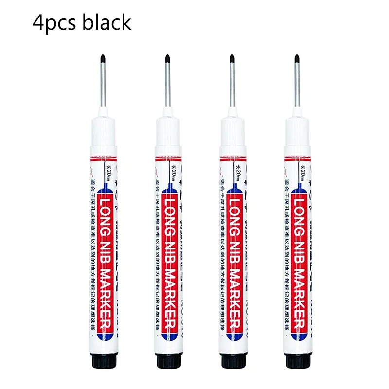 4/12 Stuks Waterdichte Lange Kop Markers Diep Gat Marker Pen Voor Metalen Timmerman Rood/Zwart/Blauw/groene Inkt Houtbewerking Gereedschap Marker