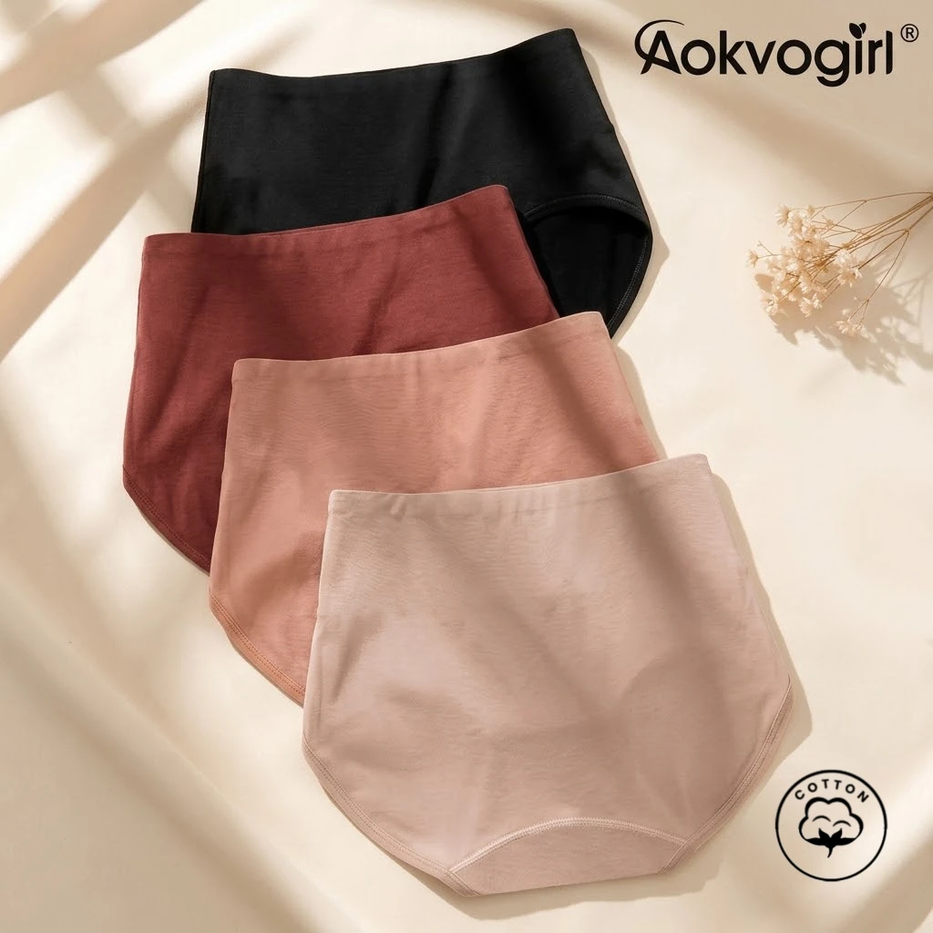 4PCS/Set Woman Period Menstrual Cotton Panties High Waist Leak Proof Panties Flow Menstruation Underwear for Girls Comfortable