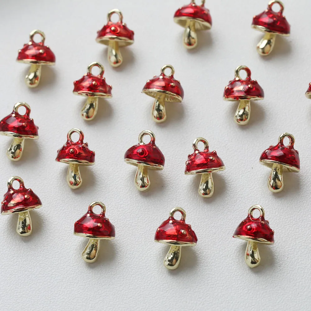 10pcs Dainty Mushroom shaped Charms for Jewelry Making Pendant Supplies DIY Handmade Accessories 8.8*12.8mm